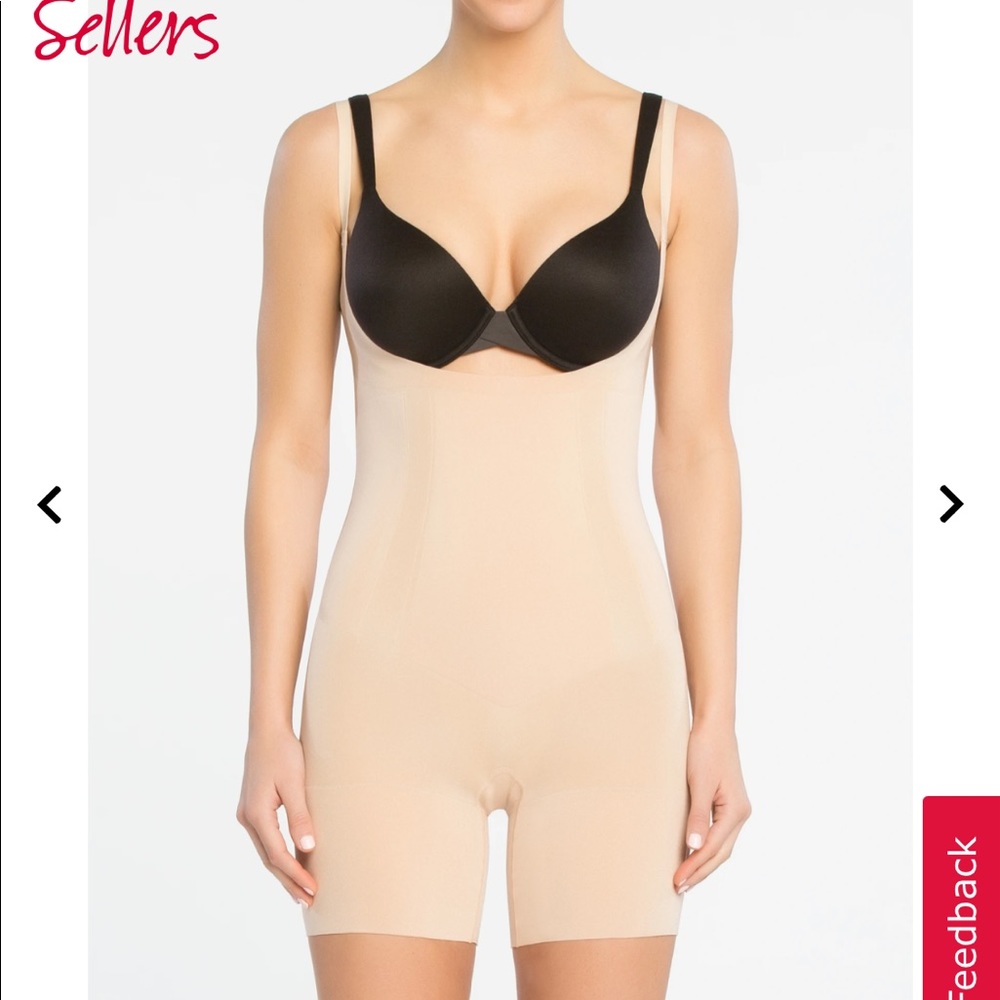 SPANX open busy mid thigh body suit